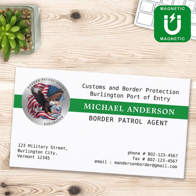 Custom Federal Police Military Border Patrol Logo  Magnetic Business Card (Creator Uploaded)
