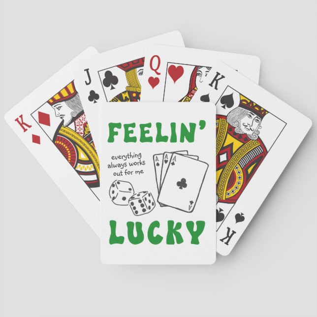 Custom Feelin' Lucky Positive Affirmation & Aces Playing Cards (Back)