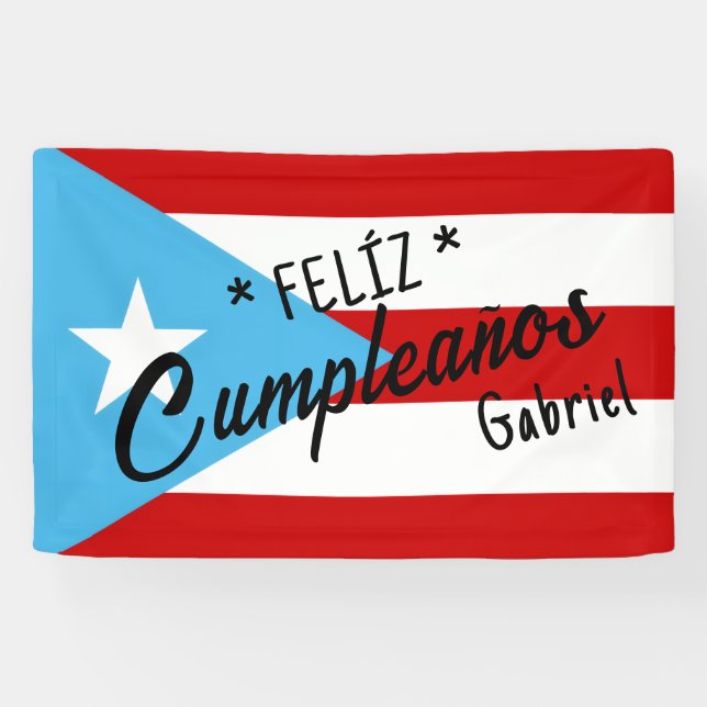 Custom Feliz cumpleaños Banner – Puerto Rico (Horizontal)