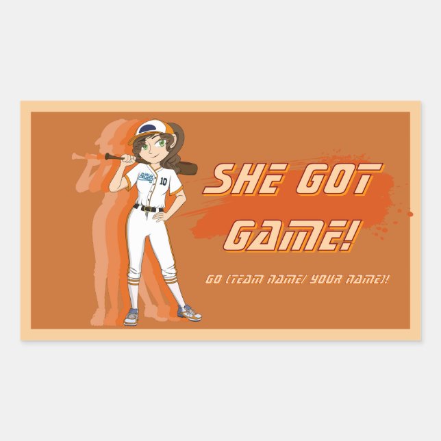 Custom Female Baseball Player Sticker (Front)