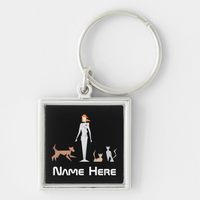 Custom Female Geometric Vet Key Ring (Front)