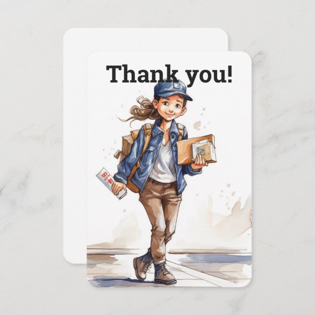 Custom Female Letter Carrier  Thank You Card (Front/Back)