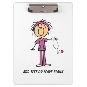 Custom Female Stick Figure Nurse Clipboard