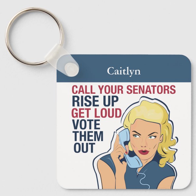 Custom Feminist Political Activist Democrat Woman Key Ring (Front)
