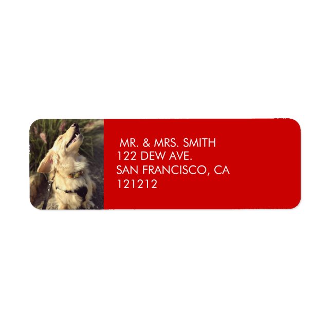 Custom Festive Red Dog Christmas Return Address Label (Front)