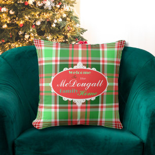 Custom Festive Red Green White Christmas Holiday Cushion