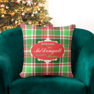 Custom Festive Red Green White Christmas Holiday  Cushion