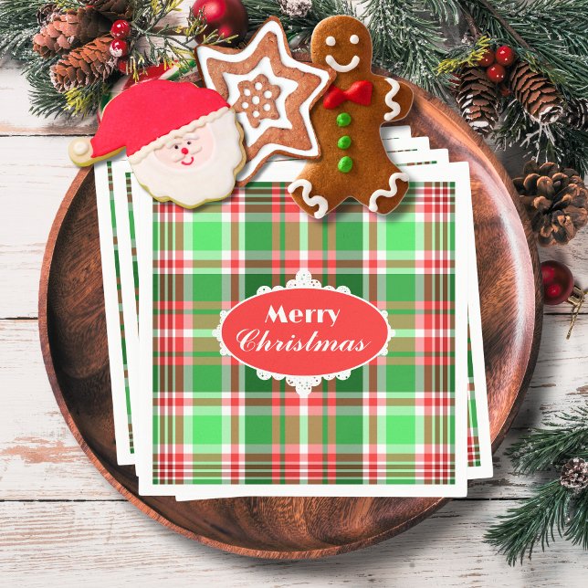 Custom Festive Red Green White Christmas Party Napkin (Creator Uploaded)