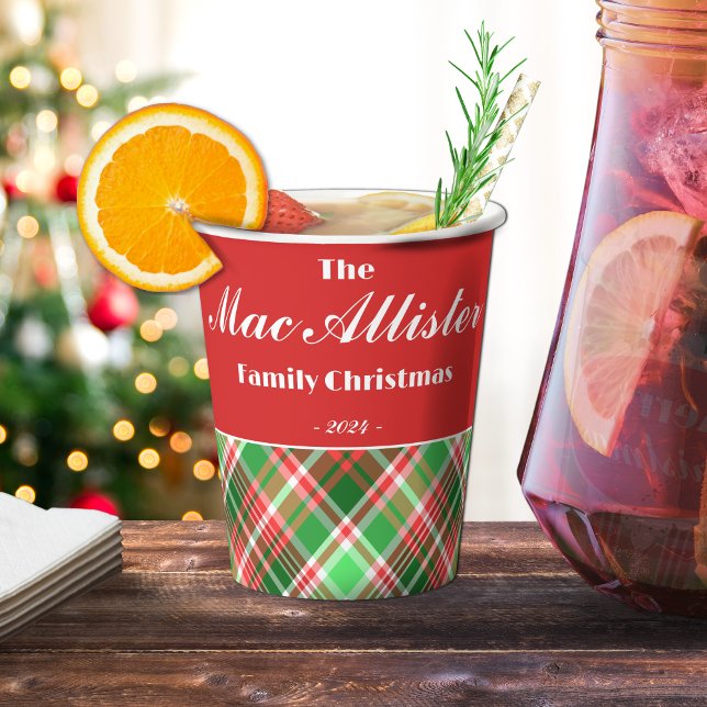Custom Festive Red Green White Holiday Party Paper Cups (Creator Uploaded)