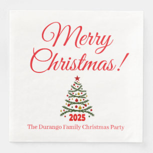 Custom Festive Xmas Tree Christmas Party Dinner Napkin