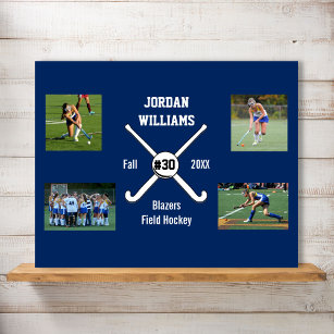 Custom Field Hockey Photo Collage Name Team Number Poster