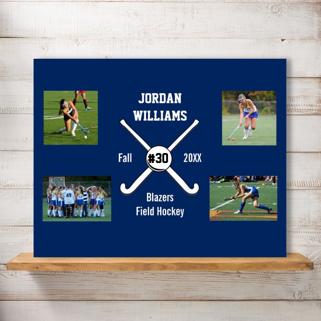 Custom Field Hockey Photo Collage Name Team Number Poster (Creator Uploaded)