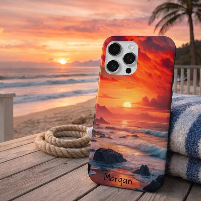 Custom Fiery Sunset Coastline – Ocean Cliffs Case-Mate iPhone Case (Creator Uploaded)