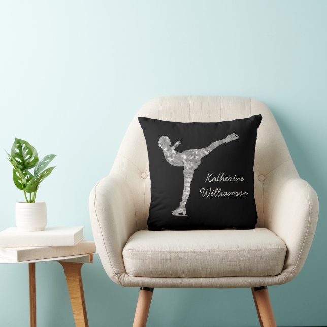 Custom Figure Skating Ice Skating Silver Shimmer Cushion (Chair)