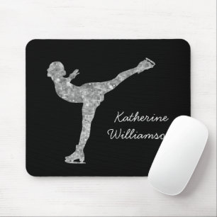 Custom Figure Skating Ice Skating Silver Shimmer Mouse Pad