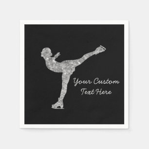 Custom Figure Skating Ice Skating Silver Shimmer Napkin