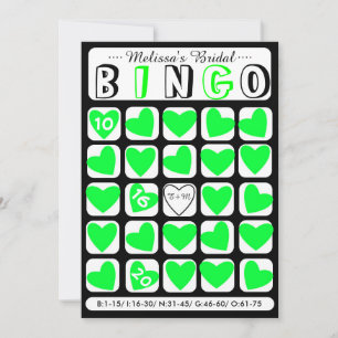 Custom fill it in bridal bingo green game card