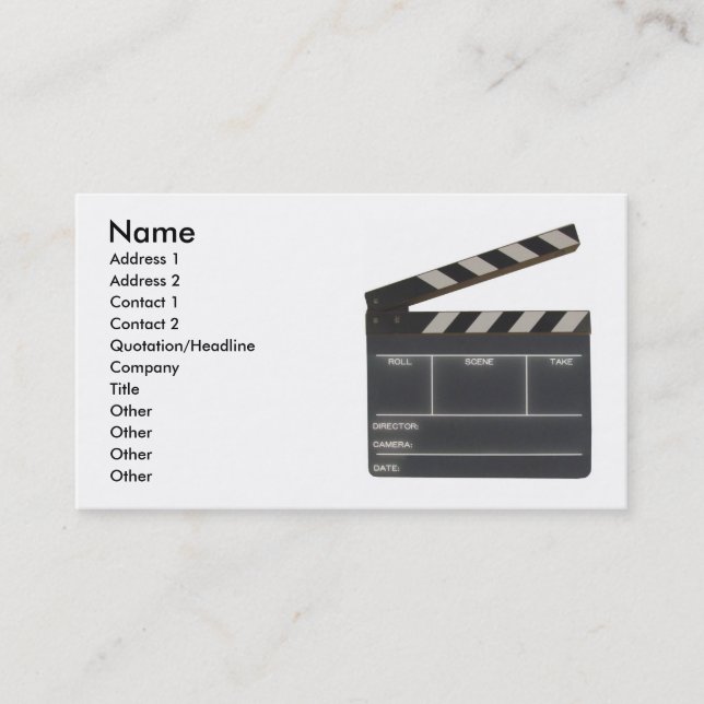 Custom Film slate clapboard movie business card (Front)