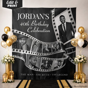 Custom Filmstrip Backdrop Hollywood Party Tapestry