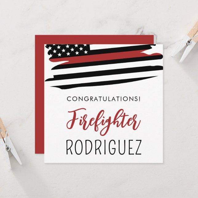 Custom Fire Academy Modern Firefighter Graduation Card (Front/Back In Situ)