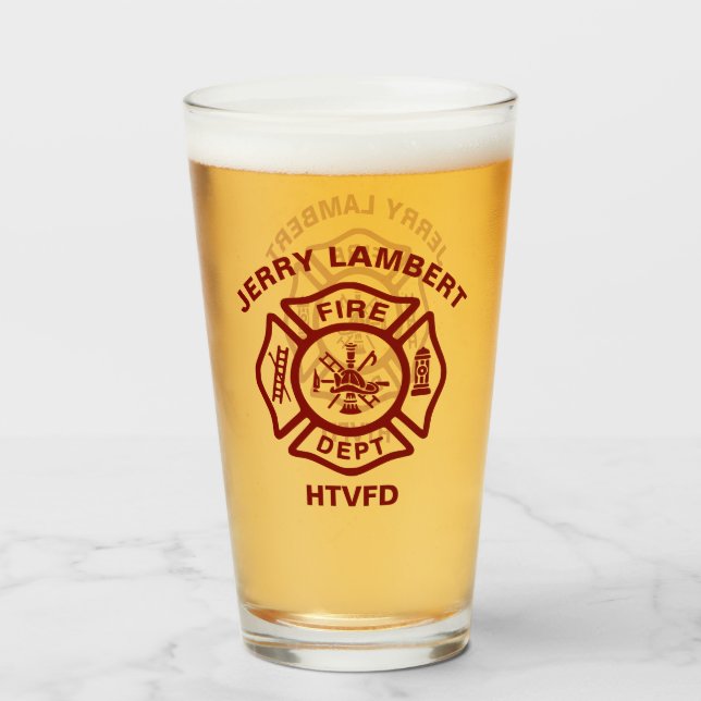 Custom Fire Department Firefighter Badge Glass (Front Filled)