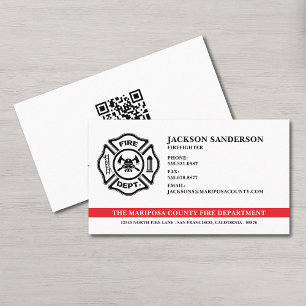 Custom Fire Department Firefighter QR Code Business Card