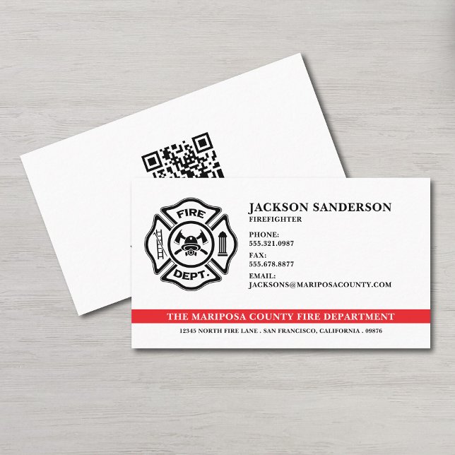 Custom Fire Department Firefighter QR Code Business Card (Custom Fire Department Firefighter QR Code Business Card)