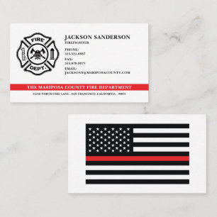 Custom Fire Department Firefighter Red Line Logo Business Card
