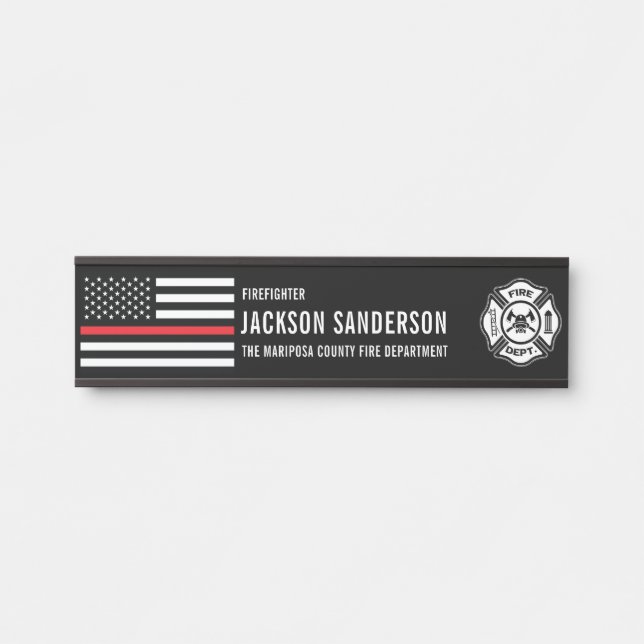Custom Fire Department Logo Firefighter Bage Door Sign (Front)