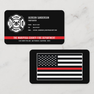 Custom Fire Department Logo Firefighter Red Line Business Card
