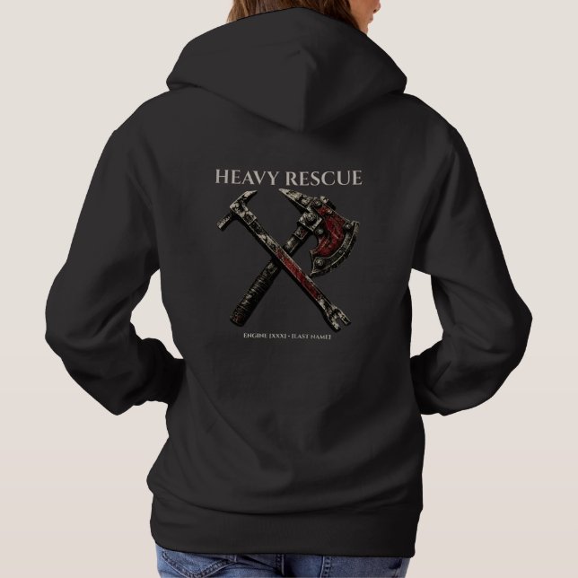 Custom Fire Rescue Engine Co Heavy Armour Axe Hoodie (Back)