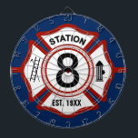 Custom Fire Station Number Maltese Cross Dartboard<br><div class="desc">Spruce up your Firestation and help the fireman inside relax with this custom dartboard featuring your fire station number and the date it was established.</div>