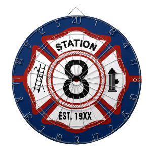Custom Fire Station Number Maltese Cross Dartboard