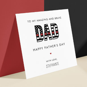 Custom Firefighter Dad Father's Day Thin Red Line Card