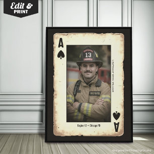 Custom Firefighter Gift Wall Art, Ace of Spades Poster