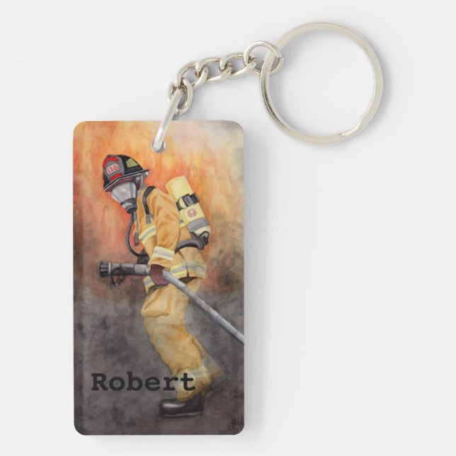 Custom Firefighter Keychain Fireman  Bag Tag (Back)