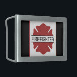 Custom Firefighter Red Logo Symbol  Belt Buckle<br><div class="desc">Personalised Firefighter Red Logo Symbol Fire Rescue Department Gifts!</div>