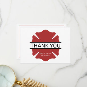 Custom Firefighter Red Logo Symbol  Thank You Card