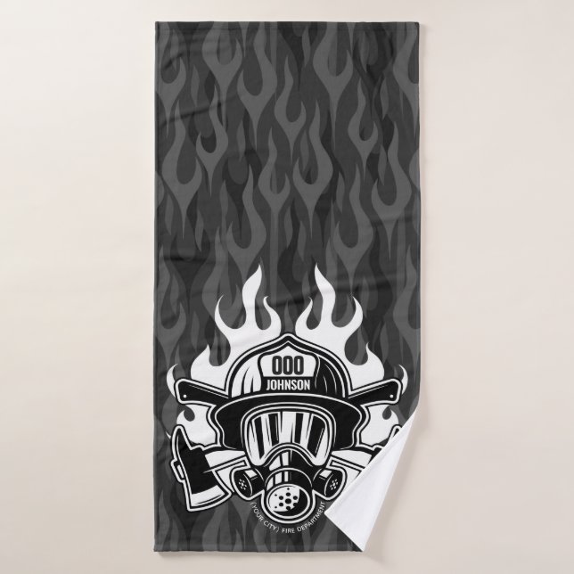 Custom Firefighter Rescue Fire Department Station Bath Towel Set (Bath Towel)