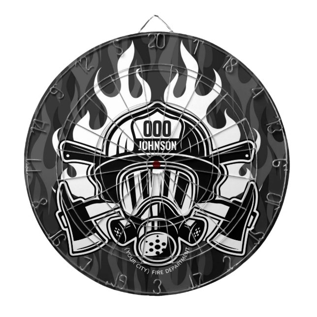 Custom Firefighter Rescue Fire Department Station Dartboard (Front)