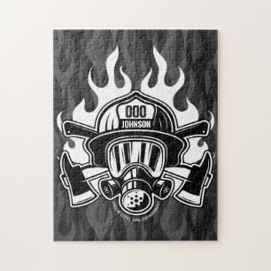 Custom Firefighter Rescue Fire Department Station  Jigsaw Puzzle