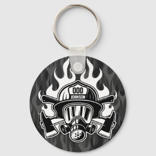Custom Firefighter Rescue Fire Department Station  Key Ring