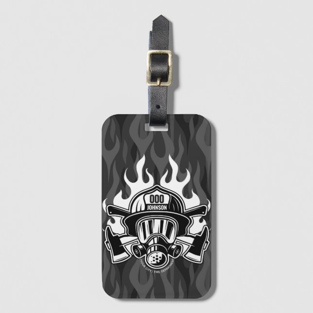Custom Firefighter Rescue Fire Department Station  Luggage Tag (Front Vertical)