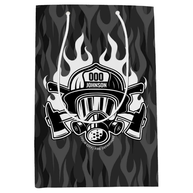 Custom Firefighter Rescue Fire Department Station  Medium Gift Bag (Front)