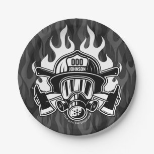 Custom Firefighter Rescue Fire Department Station Paper Plate