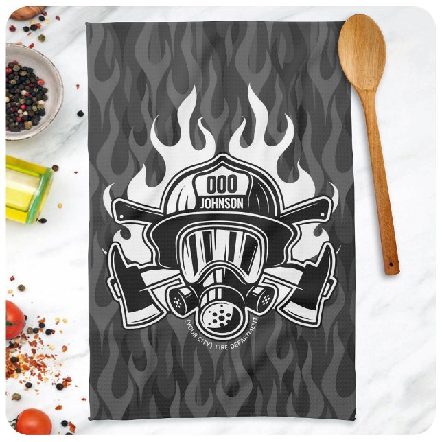 Custom Firefighter Rescue Fire Department Station Tea Towel (Creator Uploaded)