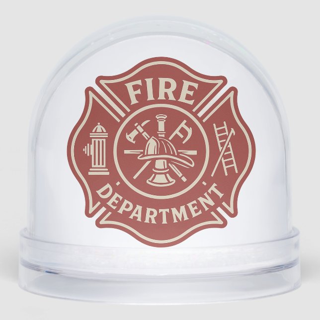 Custom Firefighter Snow Globe with Department Logo (Front)