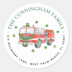 Custom Firefighter St. Patrick's Day Address Classic Round Sticker