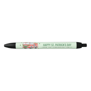 Custom Firefighter St. Patrick's Day Fire Truck Black Ink Pen