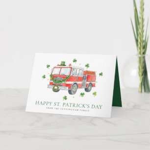 Custom Firefighter St. Patrick's Day Fire Truck Card